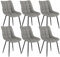 WOLTU Esszimmerstühle 6er Set Küchenstuhl Polsterstuhl Wohnzimmerstuhl Sessel mit Rückenlehne, Sitzfläche aus Kunstleder, Metallbeine, Antiklederoptik, Grau BH207gr-6