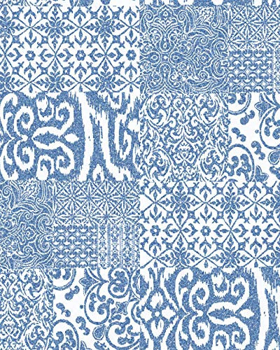 Barock Tapete Profhome VD219149-DI heißgeprägte Vliestapete geprägt im Barock-Stil glänzend blau weiß 5,33 m2