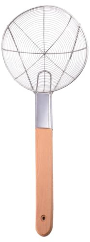 Hemoton fried food basket spaghetti skimmer spider strainer stainless steel wire skimmer spoon cylinder strainer skimmer spatula large strainer mesh ladle stainless steel mesh fryer Bamboo