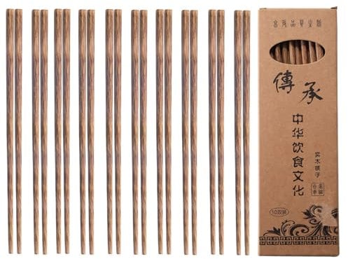 Baguette bois japonaise 10 paires de baguettes chinoises réutilisables sans cire, peinture
