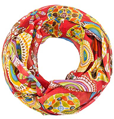 Sunsa Damen Loop Schal. 100% Baumwolle Schlauchschal für Frühlings/Sommer. Dünn Loopschal mit Blumen Design. Tücher und Schals als Frauen Geschenk