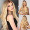 HAIRCUBE Lange blonde Welligkeit Perücken für Frauen, Naturhaar Synthetik mit Mittelteil Vollperücken Täglich und Partygebrauch