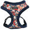 Puppia Gianni Hundegeschirr, Überziehgeschirr, warm, Winter, Blumenmuster, verstellbare Brust, für kleine und mittelgroße Hunde, Marineblau, Größe L