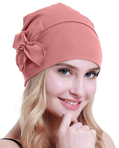 osvyo Baumwolle Chemo-Turbane Kopfbedeckung Beanie Mütze Kappe für Frauen Krebs Patienten Haarausfall HEISSES PINK