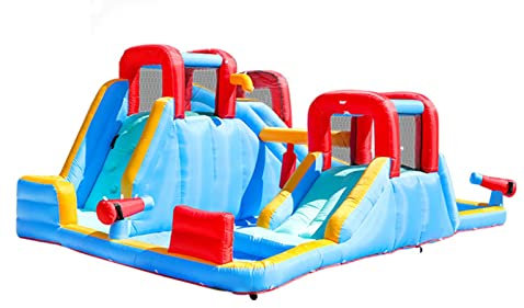 AIYIFUTY Inflatable Mega Bouncy Castle,6 in 1 Extra Large Water Park with Water Slide Pool Climbing Wall