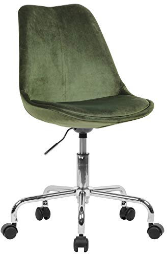 möbelando Schreibtischstuhl Grün Samt | Design Drehstuhl mit Lehne | Arbeitsstuhl mit 110 kg Maximalbelastung | Schalenstuhl mit Rollen | Stuhl drehbar
