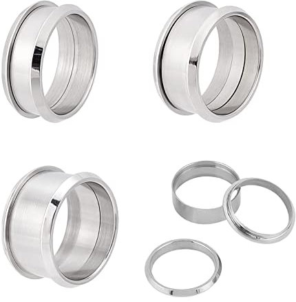 UNICRAFTALE 3 Sets 3 Größen Gerillte Fingerringe Set 316 Abnehmbarer Edelstahl Ring Rohlinge 19.9mm Fingerring Für Inlay Ring Schmuckherstellung Polierter Komfort Gerillter Fingerring