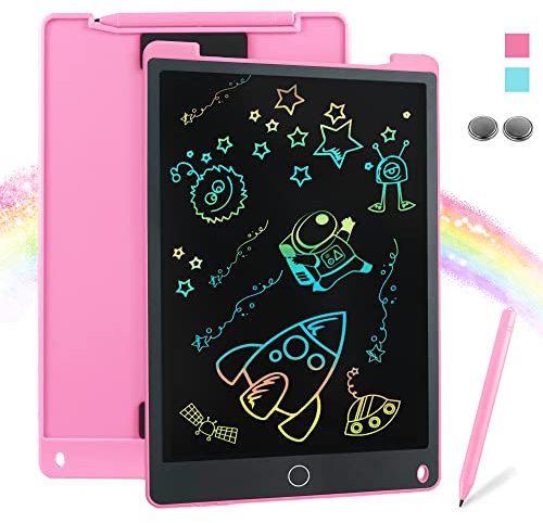 Fandina Tavoletta Grafica LCD 12 Pollici, Lavagna Magnetica per Bambini, Colorato Lavagna da Disegno Digitale Portatile, Lavagnetta Cancellabile per Adulti della Casa Scuola Ufficio, Regalo 4-5-6 anni