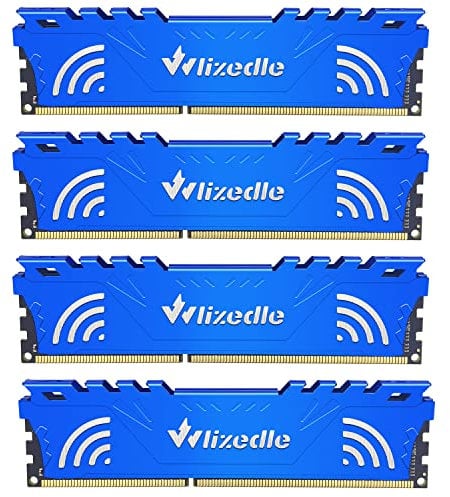 Wlizedle DDR3 Mémoire RAM 32Go Kit (4x8Go) 1866MHz CL13 UDIMM Module de Mémoire PC3-14900 240-Pin 1.5V pour Ordinateur de Bureau, Bleu