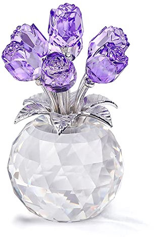 Bouquet de roses violettes en cristal pour femme, cadeau pour la Saint-Valentin, décoration florale en verre pour la fête des mères, un anniversaire de mariage, des cadeaux floraux pour elle