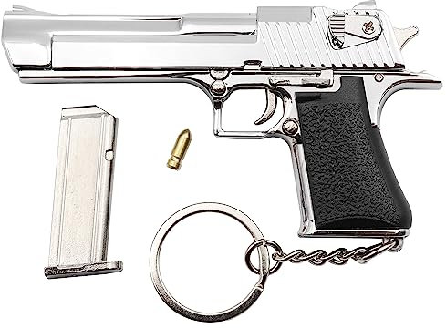 Zhongren Tactical Mini Keychain Metal Key Chain with Moving Parts Model Collection Pendant Bag Charm for Men Army Fan Boy Friend Gift (Silver)