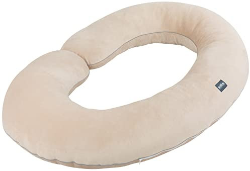 Bellochi Seitenschläferkissen Mit Bezug 100% Velvet Beige - Stillkissen XXL Sleepy-C - Pregnancy Pillow - Hypoallergen Schwangerschaftskissen Zum Schlafen 140 x 85 x 20 cm - Body Pillow für Frauen