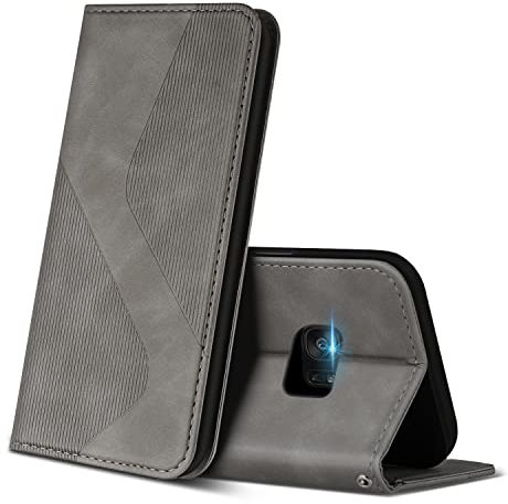 ZONNAVI Cover per Samsung Galaxy S7 Edge, Flip Custodia Pelle PU con [Slot Cart] [Supporto Stand] [Magnetica], Cover a Libro Portafoglio per Samsung S7 Edge (Grigio)