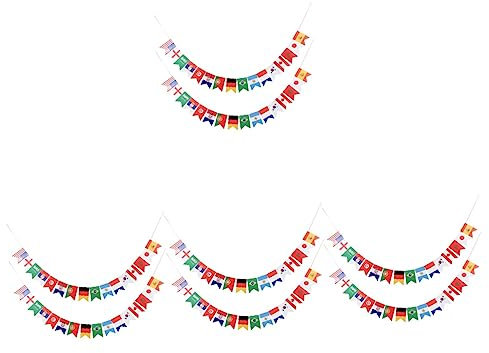 Abaodam 8 STK Wm-Flagge Wimpelkette Mit Mehreren Länderflaggen Turnierflagge Der Teilnehmenden Mannschaften Flaggenbanner Internationale Wimpelketten Logo Welt Europa Fußball Papier