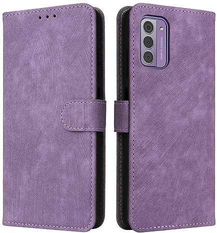 MOJIA Case for Nokia G42 5G, Wallet Flip Phone Cover with TPU Bumper Inner Shell, With RFID Anti-theft Function. Purple