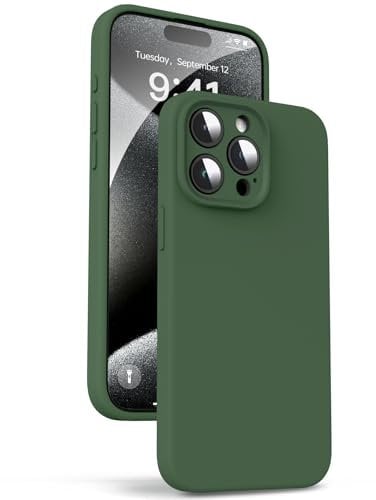 Supdeal Liquid Silikon Hülle für iPhone 15 Pro – [Kamera Rundumschutz] [Kratzfeste integrierte Weiche Mikrofaser] 4 Schicht Vollschutz Stoßfest Gel Gummi Handyhülle, 6,1 Zoll, Grün