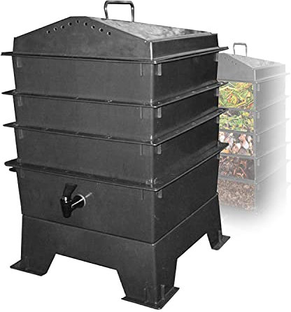 Kit de compost de vers – Poubelle de jardin d'extérieur robuste – Portable et facile à assembler – Création rapide de sol fertile – 3/5 plateaux – Idéal pour le compostage