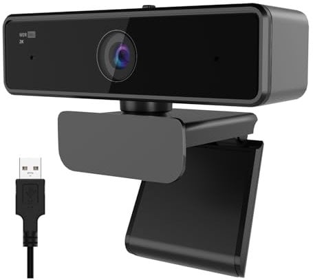 Nuroum V11 2K Webcam for PC, with Noise-Cancelling Microphone & Privacy Cover, 90° Wide Angle 1080P/60fps, USB Plug&Play Computer Web Camera for Laptop/Desktop, Video Calling/Conferencing, grey