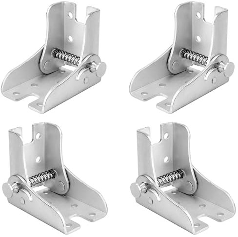 4 Stück 90° Klappscharnier, Scharniere Klappbar, Selbstsichernde Klappständer Klapptisch Beschläge, klappscharnier mit Arretierung mit Schrauben, Geeignet für Tischbeine und Bettbeine, (Silber)