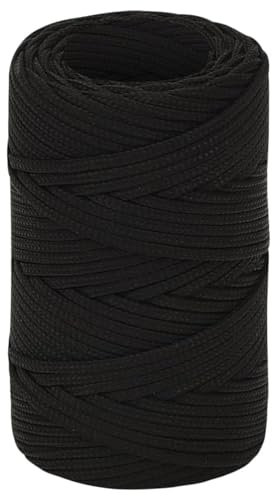 ZEYUAN Arbeitsseil Schwarz 2 mm 50 m Polyester, Bootsseil, Tau Seil, Zeltleine, Outdoor Seil, Allzweckseil, Gartenseil, Werkzeugseil Auffangseil - 152793