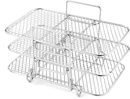 3 ripiani friggitrice ad aria calda accessori griglia per barbecue Cosori Air Fryer su acciaio inox 304 con accessori per rack Ninja Foodi, rack multiuso compatibile per COSORI/Instant