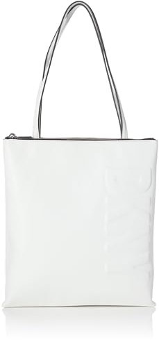 DKNY Lässige Tragetasche mit Kieselsteinstruktur, Weiß - Optic White/Schwarz, Einheitsgröße
