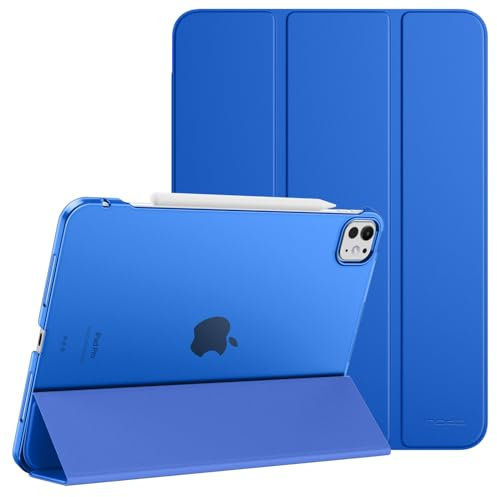 MoKo Hülle für iPad Pro 11 Zoll M4 2024 (5. Gen), Ultradünne Standhülle mit Transluzent Hart PC Rückseite für iPad Pro 11'' 2024 (A2836/A2837/A3006), Unterstützt Apple Pencil Pro, Klein Blau