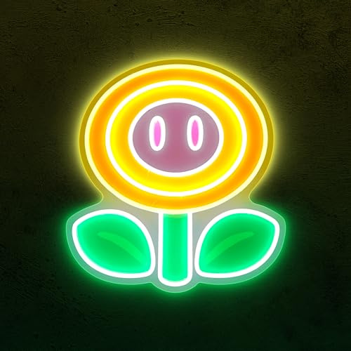 Fire Flower LED Gaming Neon Sign con modalità di illuminazione dimmerabile per camera da letto, decorazione della sala giochi, camera dei bambini, grotta degli uomini, decorazione da parete e