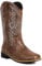 BAISOILIHA Embroidered Square Toe Stivali da cowboy per uomo Donna Durable Moda Retrò Classico Western Choice Stivali Corti For Primavera Autunno Marrone Numero 35