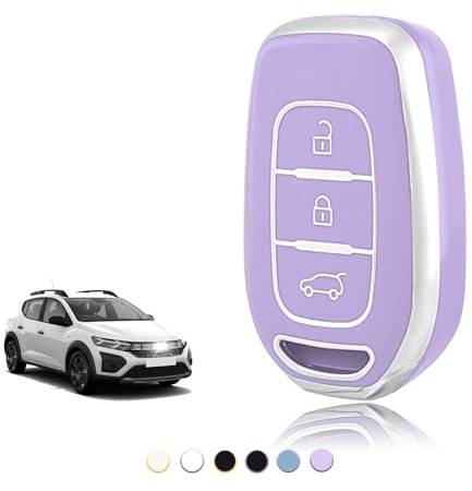 TOOMUME Coque Clé TPU, Etui Clé Étui Clé Adapté pour Renault Twingo Kangoo Clio Symbol Kwid Dacia Logan Sandero Stepway Duster Dokker, Couvre Clef Cache Cle Voiture Telécommande - Smart Key