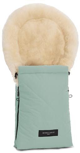 WERNER CHRIST BABY, Lammfell-Fußsack OSLO für Babywanne – Winterfußsack aus medizinischem Fell (ab 0 bis 6 Monate) für Tragetasche, Babyschale, Kinderwagen, in Sage (grün)