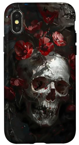 Skull Floral Dark Aesthetic Case for iPhone X/XS