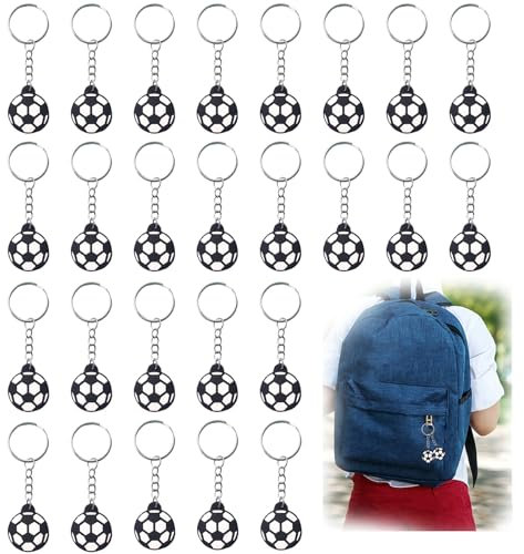 Zfseyuh 26 Pièces Porte Clef Ballon de Foot Porte-Clés de Football Mini Porte clé Foot Porte-Clés de Football pour Enfants, pour Décoration de Sac à Dos, Cadeau D'Anniversaire