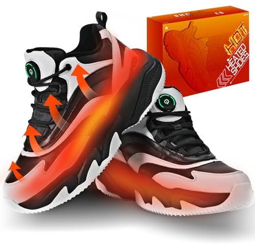 Beheizbare Schuhe mit USB-Aufladung, Beheizbare Sneaker Herren Damen Fußwärmer Elektrisch mit 3 Temperatureinstellungen,Heated Turnschuhe für Winterreisen und Bergsteigen (Grau, 43EU)