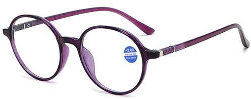 ABETOS Damen Herren Lesebrillen Runde Blaulichtfilter Rund Retro Mode Leicht Lesehilfe Sehhilfe Anti Blaulicht Lesebrillen 0.0 1.0 1.5 2.0 2.5 3.0, Lila+0.0