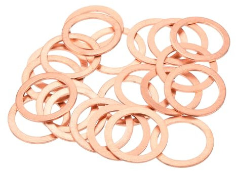 sourcing map 22 rondelle piatte in rame, 15 x 20 x 1 mm, rondelle di tenuta metriche piatte per raccordi idraulici, bulloni, dadi e riparazione elettronica