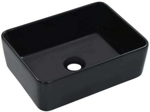 Home Garden - Lavabo de cerámica negra (40 x 30 x 13 cm)