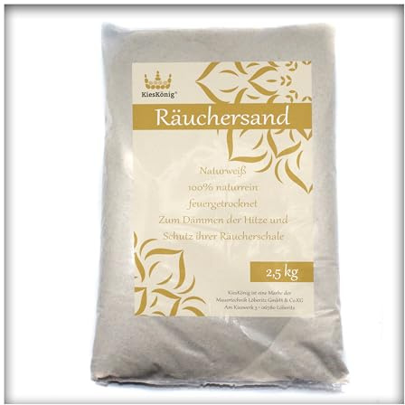 Räuchersand fein naturweiß Quarzsand – Feuersand Sand zum Raeuchern Körnung 0,1 – 0,4 mm für Räucherschale, Räuchersieb, Räucherkohle und Räucherstäbchen 2,5 kg Tüte