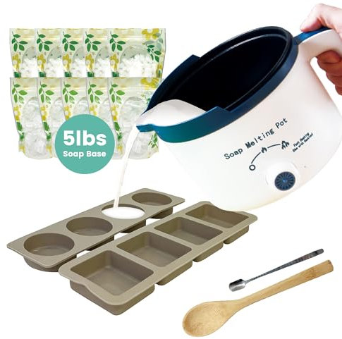 LFISGNN Seifenschmelzer für Seifenherstellung, DIY Seifenschmelztopf für DIY Seife Selber Machen Set, Erwachsene und Kinder (Seifenschmelzer + Seifenbasis-Set)