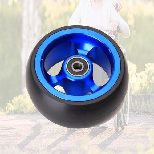 JKXLSLAX 5 Zoll Blau Vollgummireifen, Rollstuhl-Vorderrad, 120 kg Maximale Belastung, Rollstuhlräder, Rollstuhl-Lenkrolle, Rollstuhlzubehör, für Roller, Rollstühle(Blue,120 mm/5in)