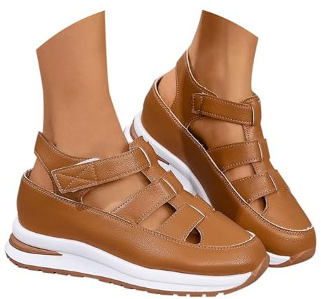 Tacchi Taglia 8 Punta Chiusa Sandali romani Baotou traforati a punta aperta da donna, scarpe estive con altezza interna Stivali per le donne Stivaletti Liquidazione, marrone, 43 EU X-Étroit