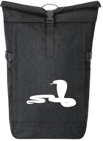 Huuraa Kurierrucksack Schlange Kobra Silhouette 30-44 Liter Black Melange Fairtrade Rolltop Rucksack Geschenkidee