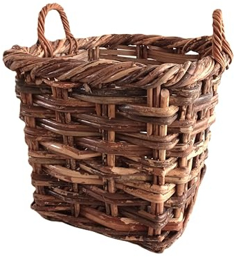 Cesto Porta Vaso per Piante in Vimini Rattan. Ideale per interno, esterno, giardino. Cm 41x41x40 Design Rustico. Artigianale ed Ecosostenibile.