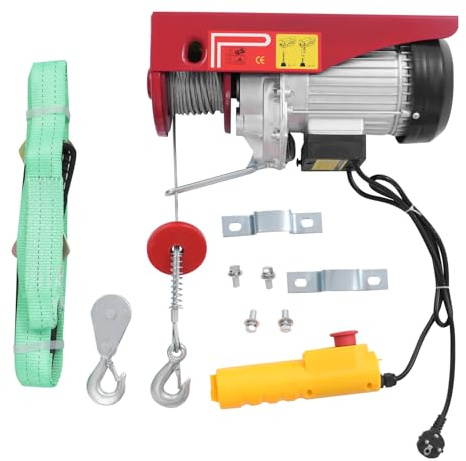 OUKANING Treuil électrique 1200 W, capacité de charge 600 kg avec télécommande, tracteur industriel 220 V avec protection IP40 et arrêt d'urgence, pour atelier, construction, entrepôt