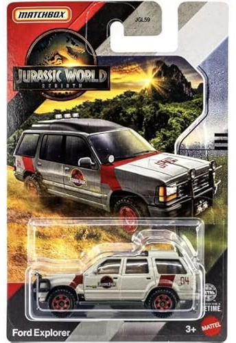 Matchbox Jurassic World Rebirth Ford Explorer [Hellbraun & Rot] Maßstab 1:64, Druckguss-Spielzeugfahrzeug