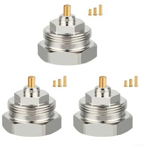 Messing Thermostatkopf Adapter für M30x1,0 auf M30x1,5 Gewindeumwandlung, Silberstecker zum Aufrüsten alter Heizkörperventile auf moderne Thermostate, 3er-Pack
