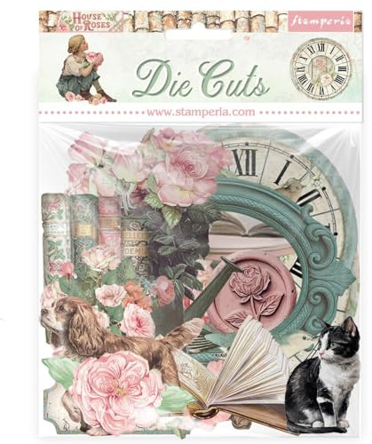 Stamperia - Die Cuts for Scrapbooks, Albums, Cards, Bullet Journals and More, Laser Cut Cardboard Shapes, Easy to Glue, Perfect for Hobbies, Crafts, and Gifting (House of Roses) (Assorted)