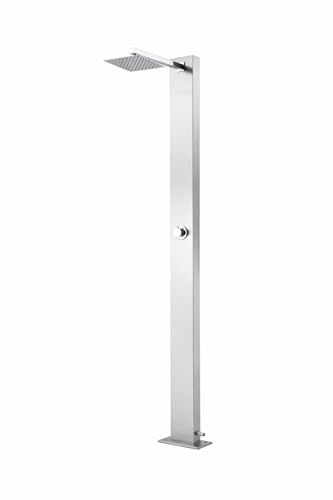 Gardwell Gartendusche 210 cm Outdoor Dusche mit Regenduschkopf 20x20 cm Pooldusche mit Kaltwasseranschluss Edelstahl 304 gebürstet