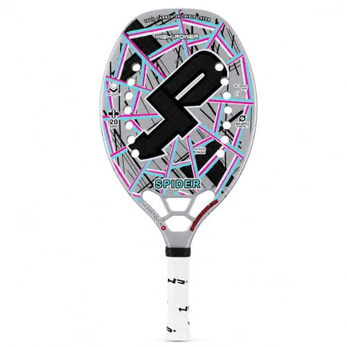 HP SPIDER, Racchetta Beach Tennis 100% Carbonio 3K - Superficie Trattamento Super Grip - Eva High Power – Leggera e Bilanciata – Profilo 20 mm - utilizzata da Dennis Valmori