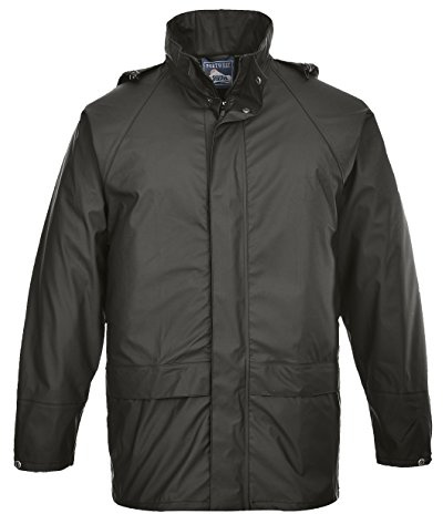 Portwest S450 Sealtex Classic Jacket Long Sleeve Waterproof Concealed Stud | Black, Small, EN 343 Class 4:1, UPF 50+, Regular Fit, Polyester, Double Storm Flap, Pack Away Hood, Secure Storage, 2 Pockets